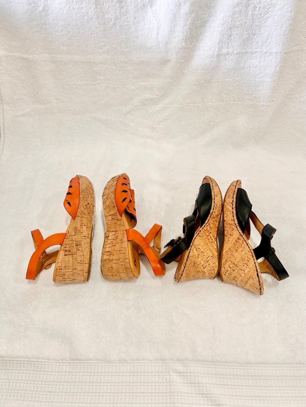 Born Black T-Strap Wedge and Korks Orange Sandals Lot of 2 Sandals - Picture 6 of 8